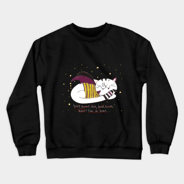 A Bat Cat In The Stars Crewneck Sweatshirt by Lmay